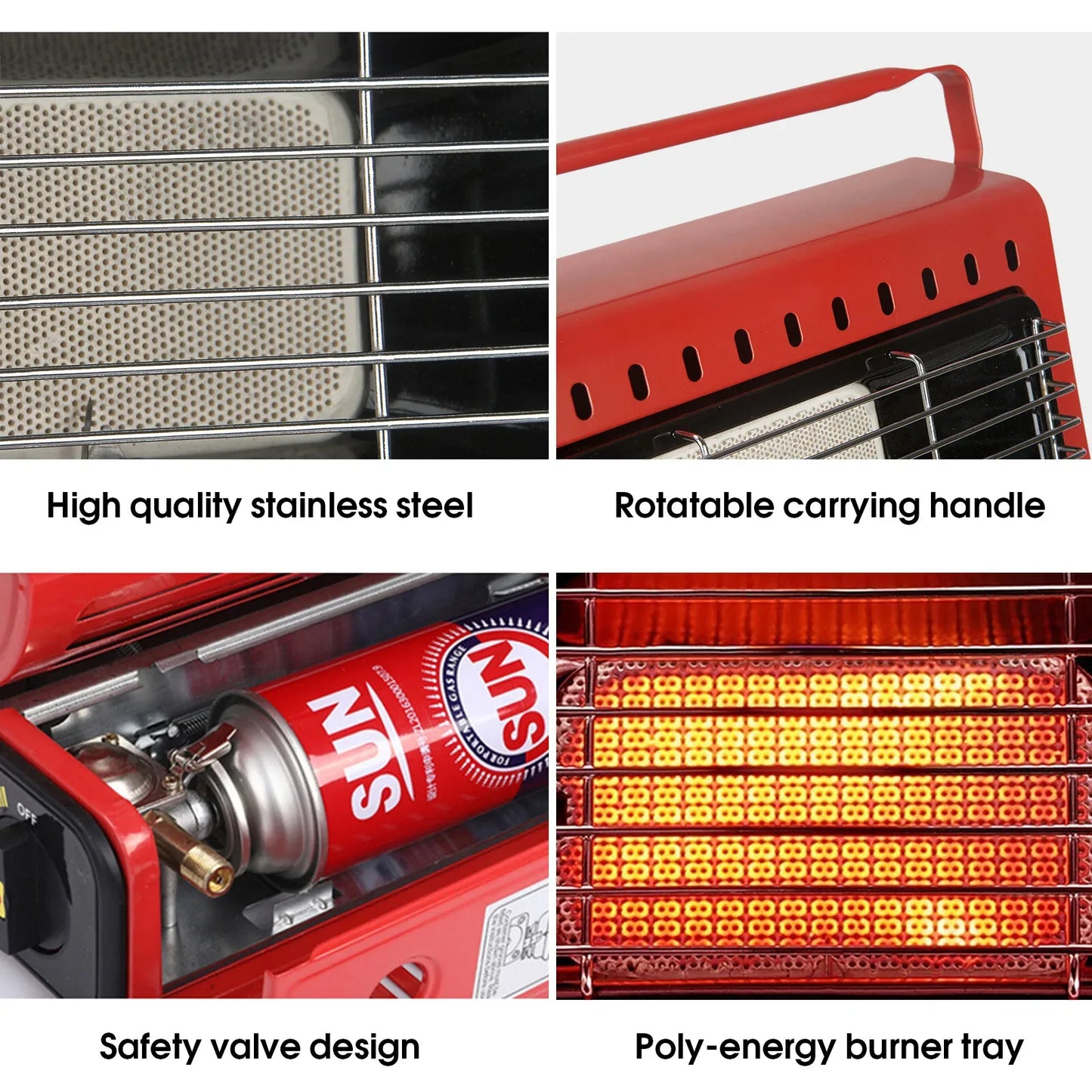 Portable Camping Gas Heater Outdoor Heating Stove Gas Baking Hunting Warmer AU RED - Mekamart Australia