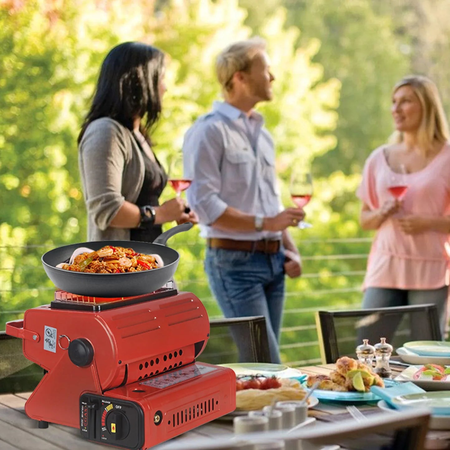Portable Camping Gas Heater Outdoor Heating Stove Gas Baking Hunting Warmer AU RED - Mekamart Australia
