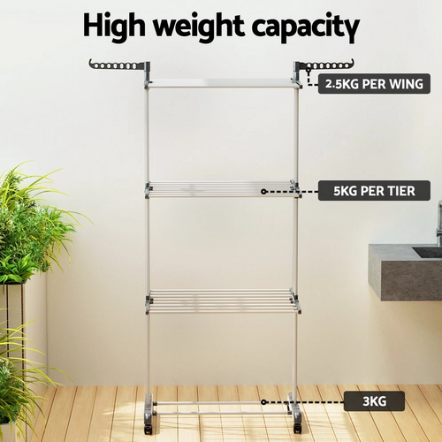 4 Tiers Clothes Airer Drying Rack Coat Garment Stand Hanger Laundry Foldable