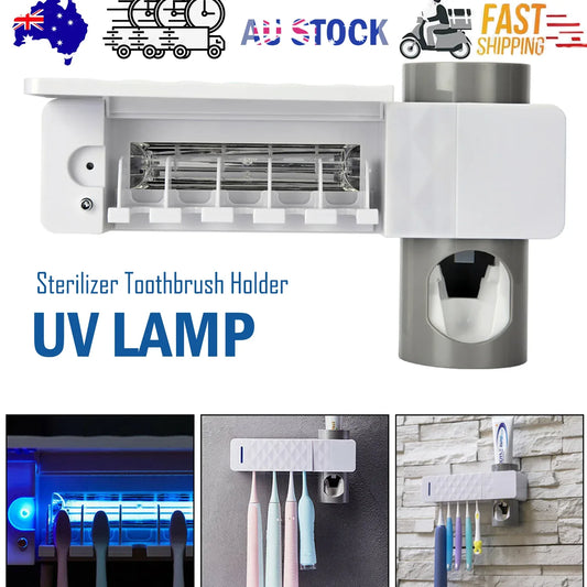 UV Lamp Sterilizer Toothbrush Holder Bathroom Automatic Toothpaste Health Clean - Mekamart Australia