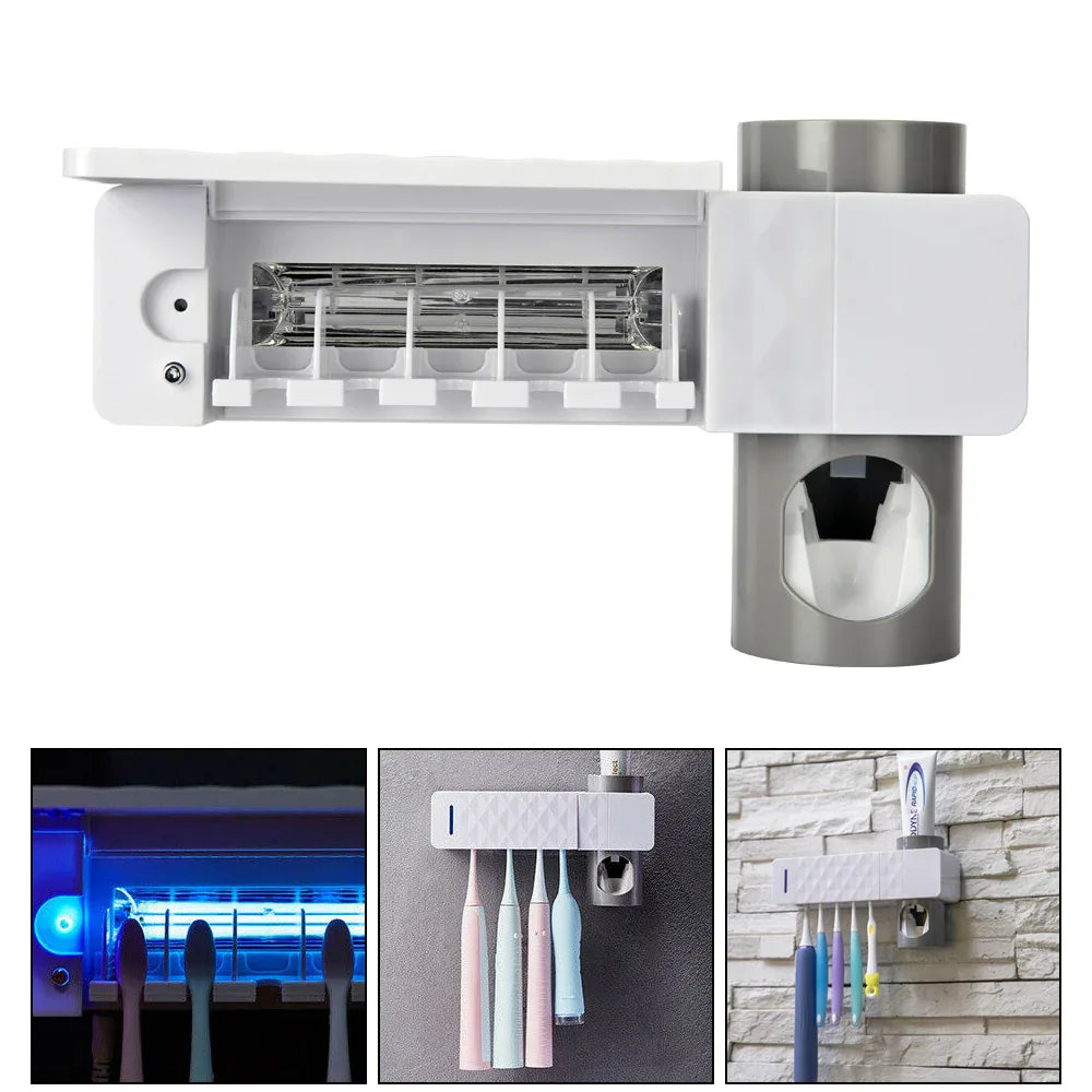 UV Lamp Sterilizer Toothbrush Holder Bathroom Automatic Toothpaste Health Clean - Mekamart Australia