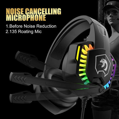 Gaming Keyboard & Mouse & Headset & Mousepad Set RGB Backlit Wired for PC Laptop