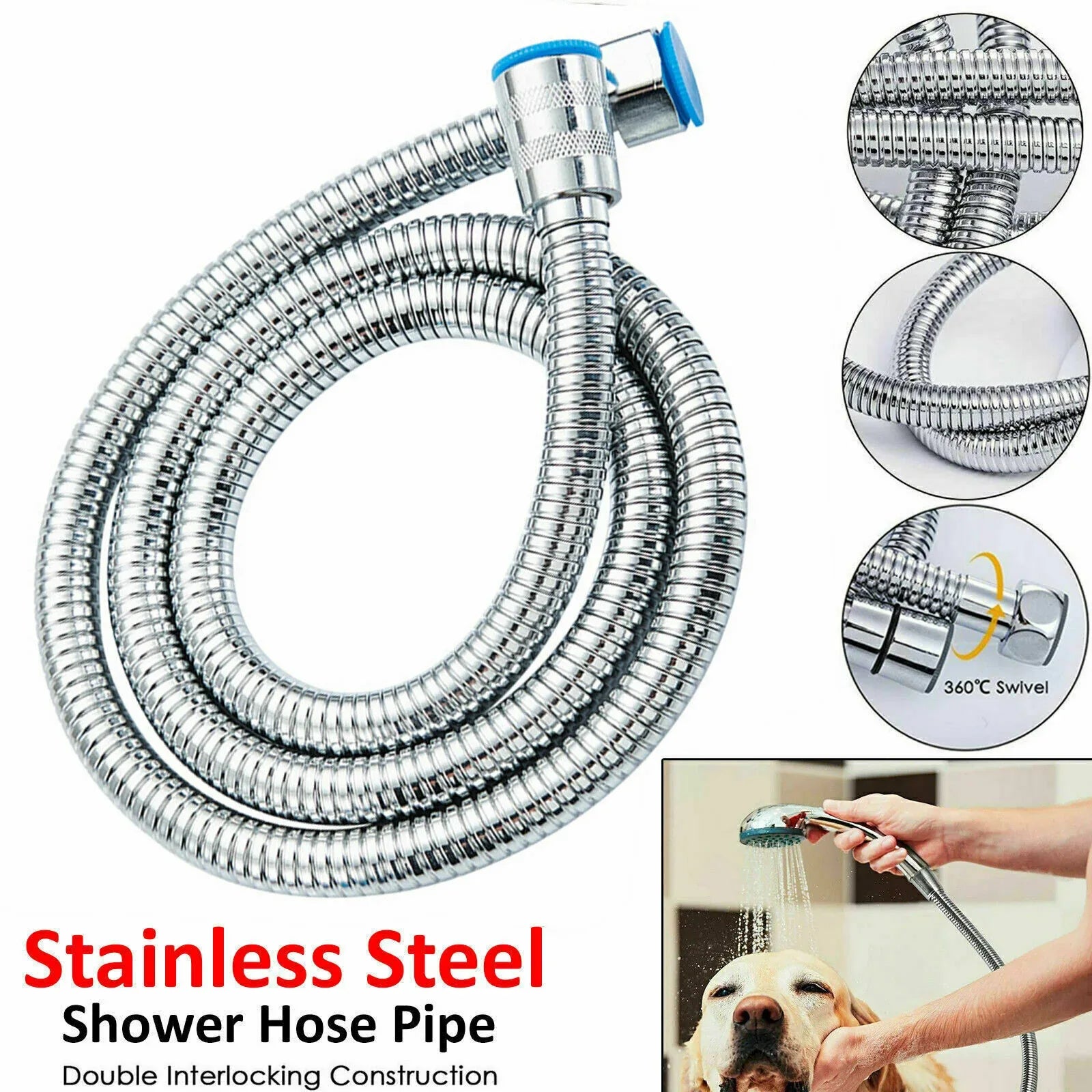 3m Shower Head Hose Stainless Steel Bathroom Flexible Tube Replacement Pipe AU - Mekamart Australia