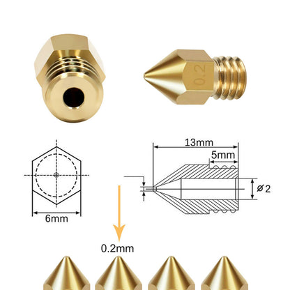 3D Printer 0.4mm Nozzle Throat & 0.4mm Extruder Brass Nozzle Printer Head Set