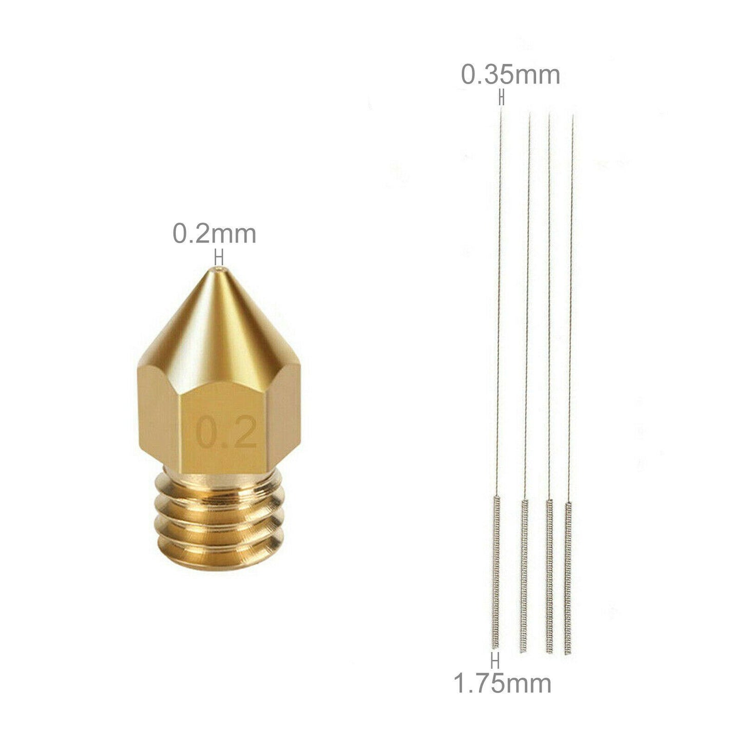 3D Printer 0.4mm Nozzle Throat & 0.4mm Extruder Brass Nozzle Printer Head Set