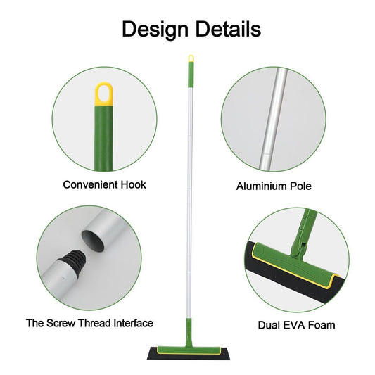 Green Floor Squeegee WiperBroom Floor Tile Cleaning Household Extendable Handle
