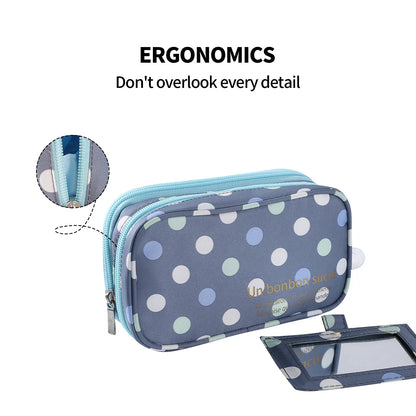 2 Layer Makeup Bag w/ Mirror Travel Cosmetic Bag Organizer Brush Slots Portable - Mekamart Australia