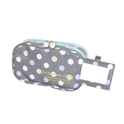 2 Layer Makeup Bag w/ Mirror Travel Cosmetic Bag Organizer Brush Slots Portable - Mekamart Australia