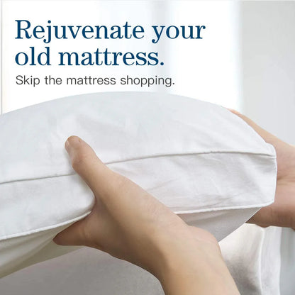 Bamboo Pillowtop Mattress Topper Luxury Bedding Mat Pad Protector Cover Queen 153 x 203 cm - Mekamart Australia