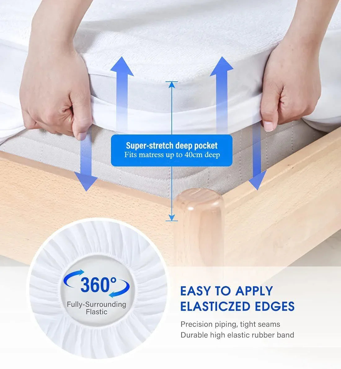 100% Terry Cotton Fitted Mattress Protector Waterproof King - Mekamart Australia