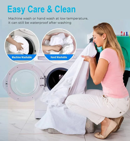 100% Terry Cotton Fitted Mattress Protector Waterproof Queen - Mekamart Australia