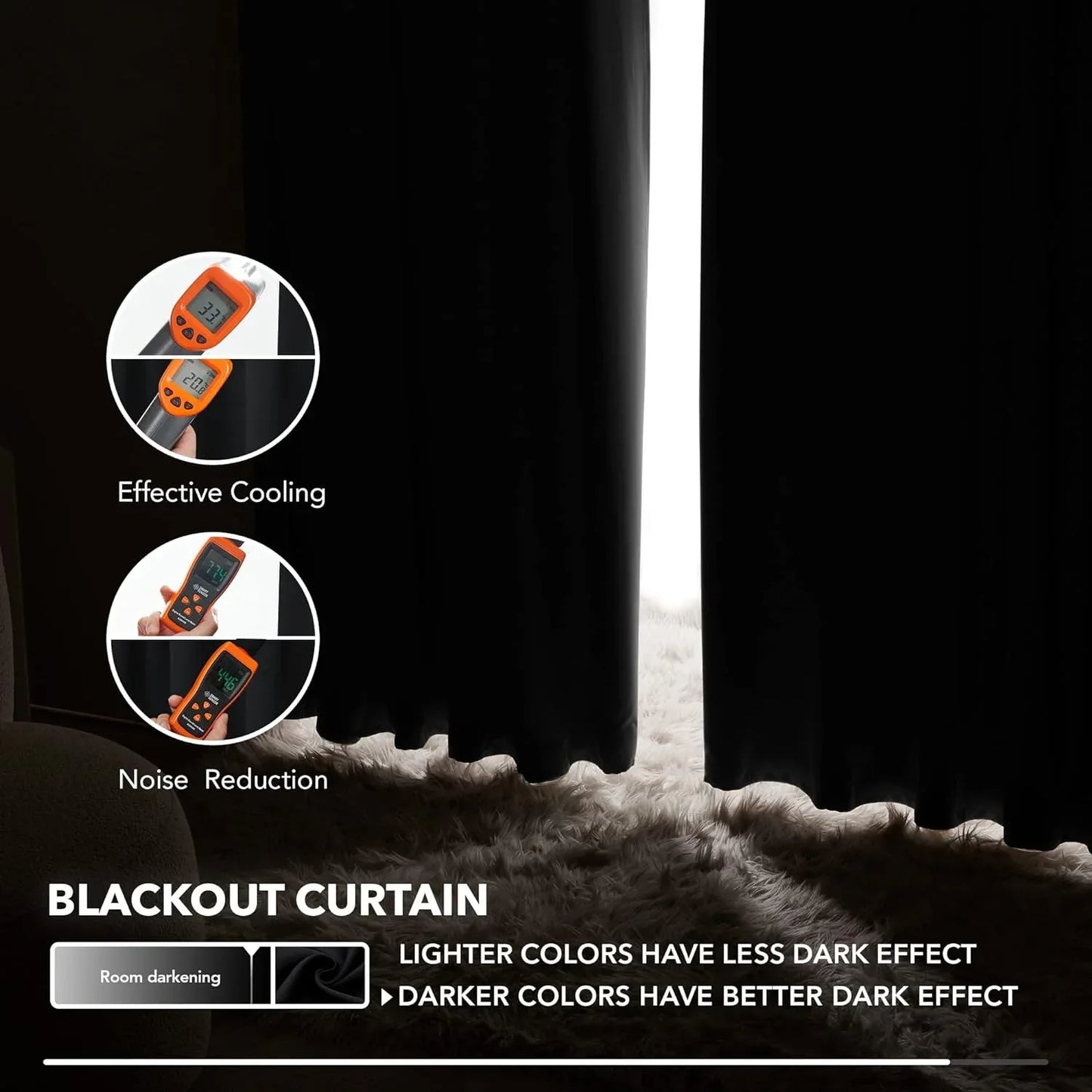 2X Blockout Curtains 100% Blackout Window Curtain Draperies Pair Eyelet 3 Layers 132CM(W) x 160CM(D) - Mekamart Australia