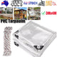 420GSM Heavy Duty Clear PVC Tarpaulin Cloth Transparent Tarps Grommets 3X4M - Mekamart Australia