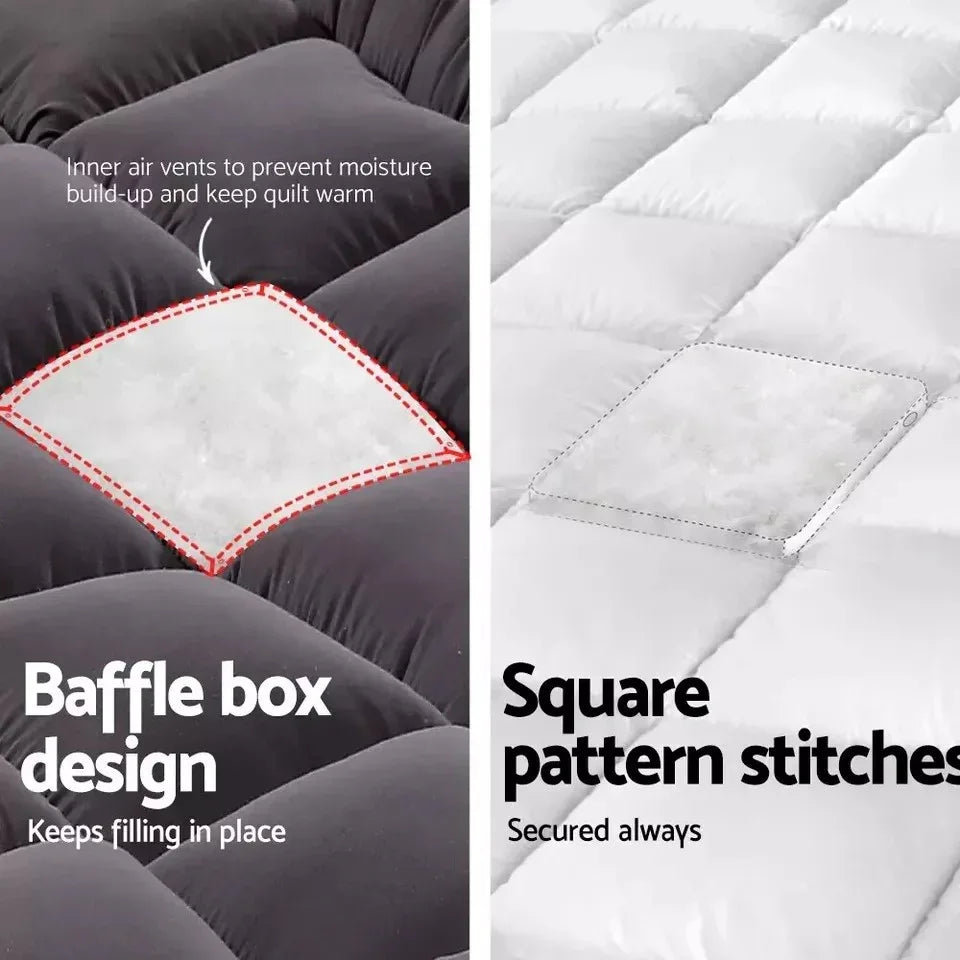5CM Bedding Luxury Pillowtop Mattress Topper Mat Pad Antibacterial and dust mite-resistant Queen:153*203cm - Mekamart Australia