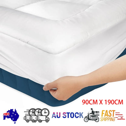 Luxury Mattress Topper Pillowtop Bedding Mat Pad Fitted Cover Underlay SINGLE - Mekamart Australia