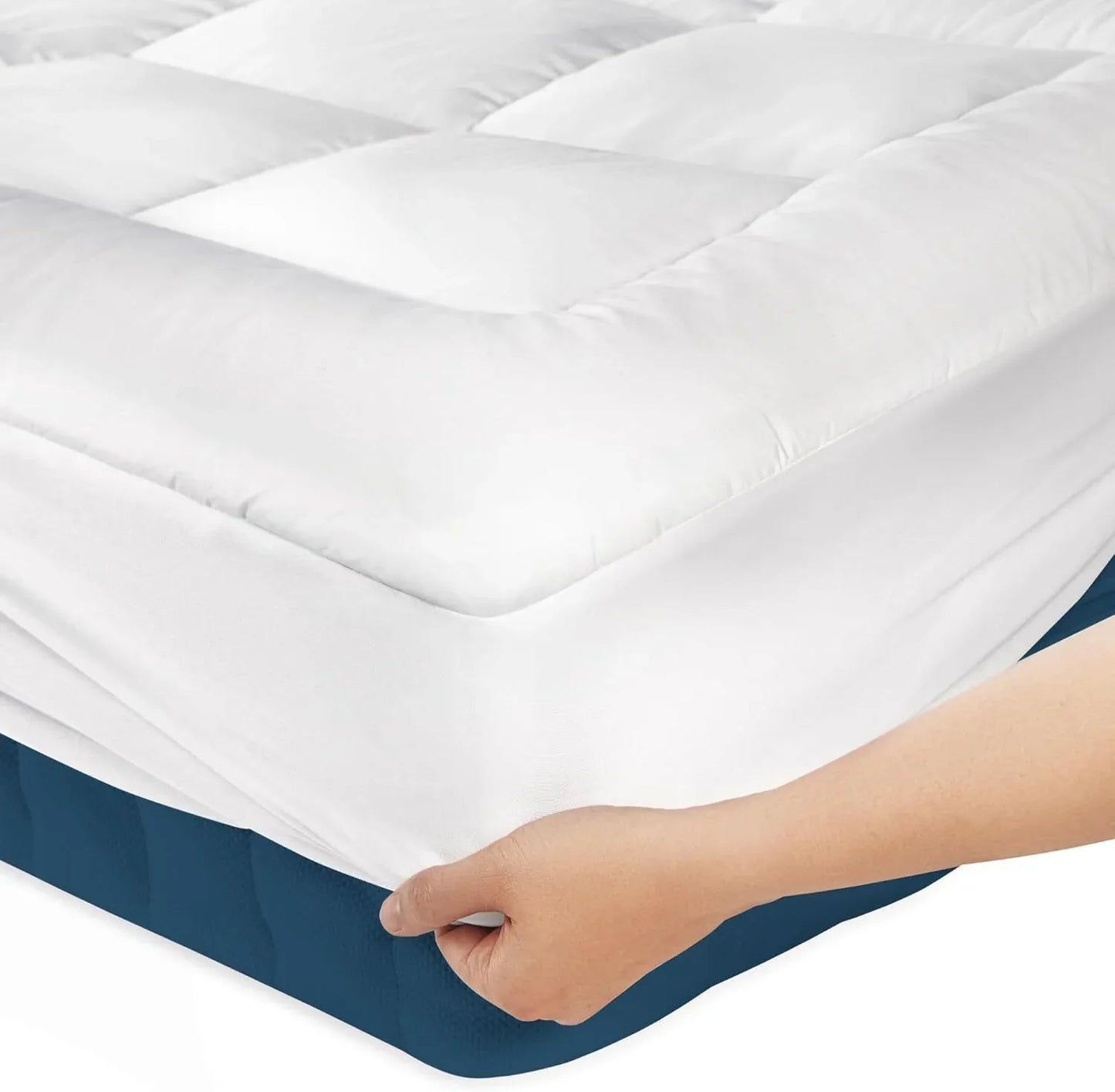 Luxury Mattress Topper Pillowtop Bedding Mat Pad Fitted Cover Underlay SINGLE - Mekamart Australia