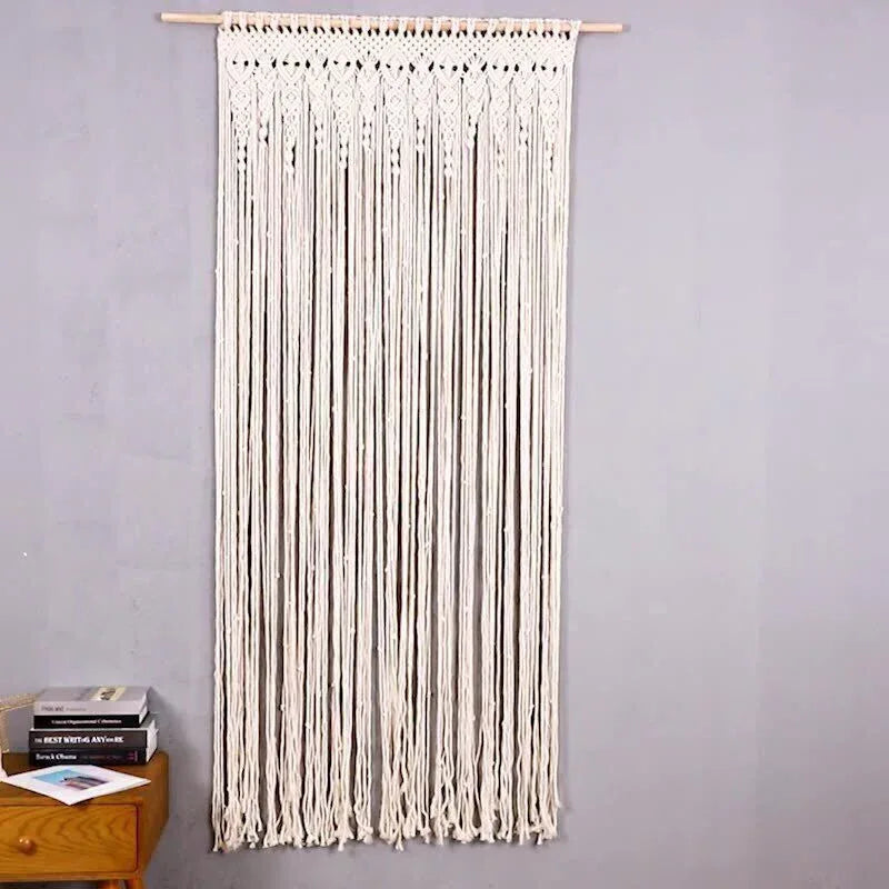 2m Heavy Duty Macrame Curtain Boho Woven Wall Hanging Window Doorway Wedding - Mekamart Australia