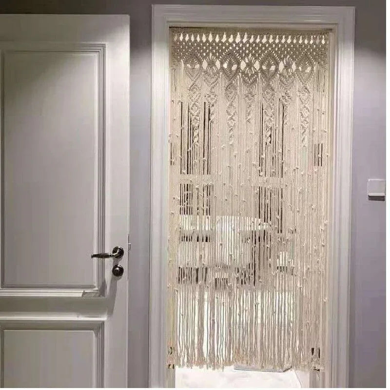2m Heavy Duty Macrame Curtain Boho Woven Wall Hanging Window Doorway Wedding - Mekamart Australia