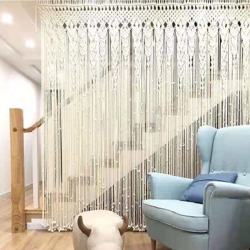 2m Heavy Duty Macrame Curtain Boho Woven Wall Hanging Window Doorway Wedding - Mekamart Australia