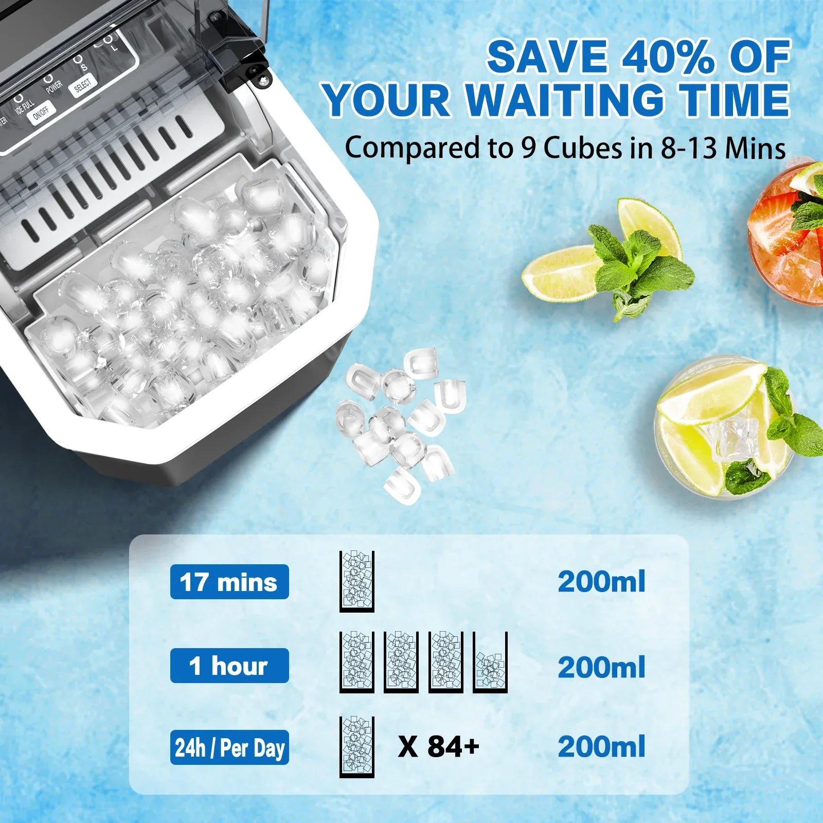 X-BULL Ice Maker Machine Commercial Portable Ice Cube 2.2L Home Bar Benchtop Black - Mekamart Australia