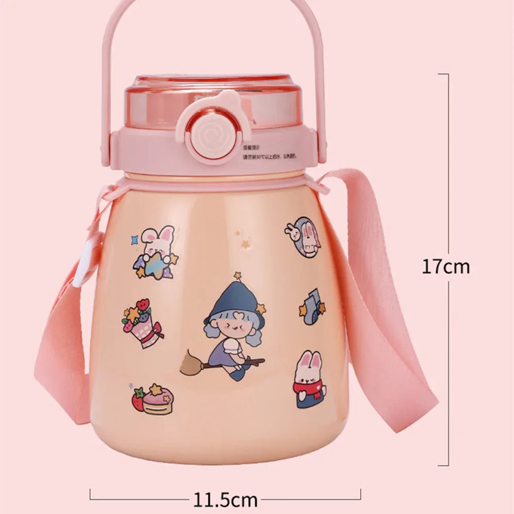1000ml Large Water Bottle Stainless Steel Straw Water Jug with FREE Sticker Packs (Blue) - Mekamart Australia