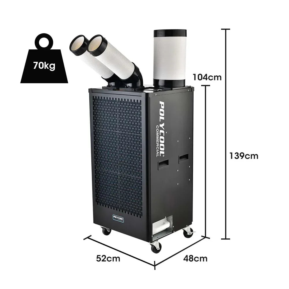 POLYCOOL 4.5kW Portable Industrial Spot Cooler, with Twin Cooling Ducts, 15A Plug - Mekamart Australia