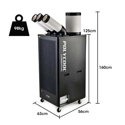 POLYCOOL 6.5kW Portable Industrial Spot Cooler, with Triple Cooling Ducts, 15A Plug - Mekamart Australia