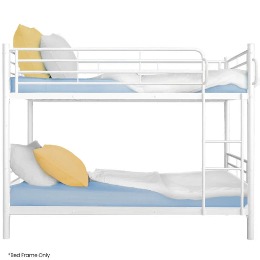 KINGSTON SLUMBER 2in1 King Single Metal Bunk Bed Frame, with Modular Design, Matte White - Mekamart Australia