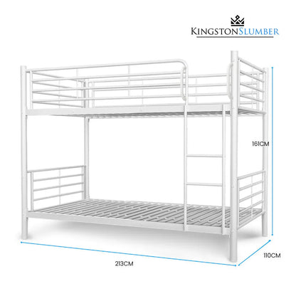 KINGSTON SLUMBER 2in1 King Single Metal Bunk Bed Frame, with Modular Design, Matte White - Mekamart Australia