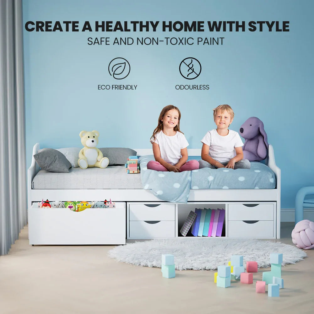 Kingston Slumber Wooden Single Sofa Bed Frame with Storage Drawers - White - Mekamart Australia