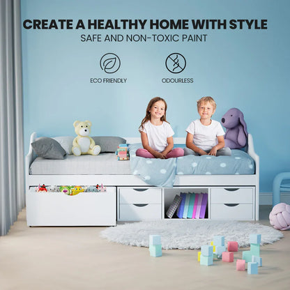 Kingston Slumber Wooden Single Sofa Bed Frame with Storage Drawers - White - Mekamart Australia