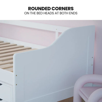 Kingston Slumber Wooden Single Sofa Bed Frame with Storage Drawers - White - Mekamart Australia