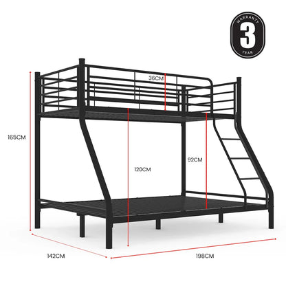 Kingston Slumber Metal Single over Double Bunk Bed Frame, Dark Matte Grey - Mekamart Australia