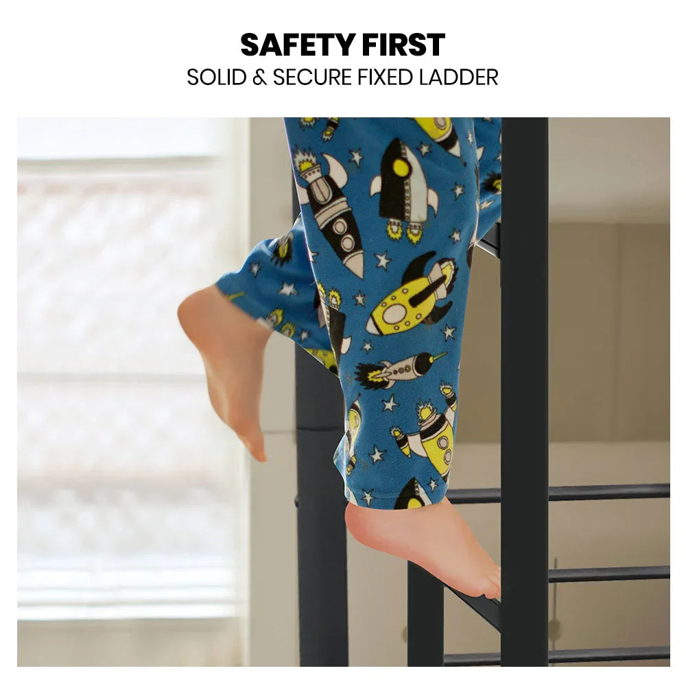 Kingston Slumber Metal Single over Double Bunk Bed Frame, Dark Matte Grey - Mekamart Australia