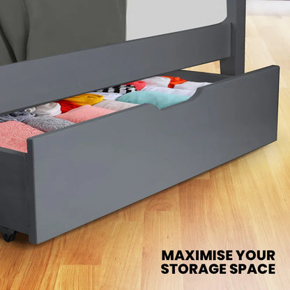 Kingston Slumber Trundle Storage Under Bunk Bed Drawers, 2 Pieces, Grey - Mekamart Australia
