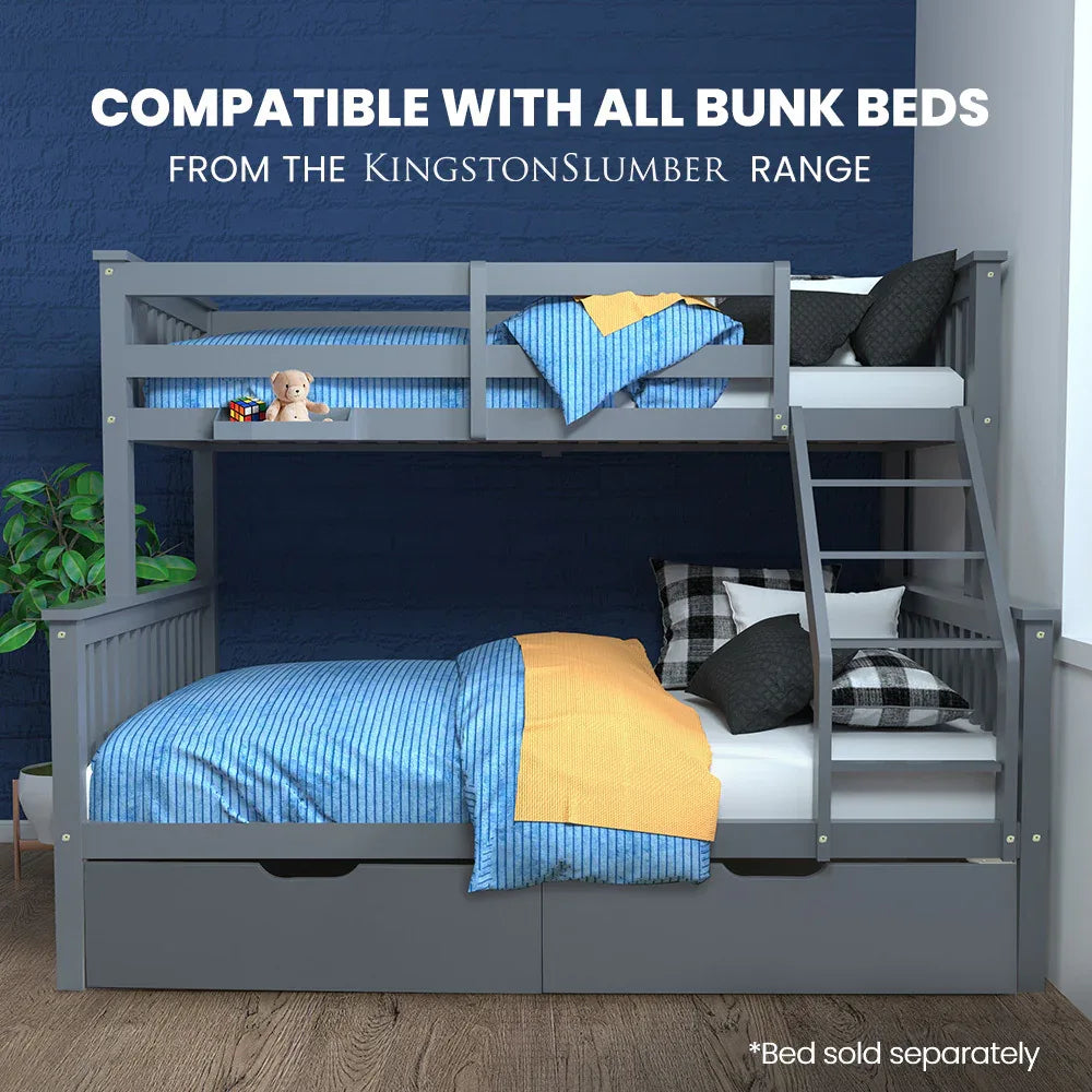 Kingston Slumber Trundle Storage Under Bunk Bed Drawers, 2 Pieces, Grey - Mekamart Australia