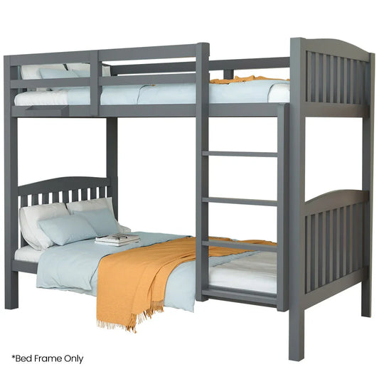 Kingston Slumber Single Bunk Bed Frame Solid Pine Wood Timber, Modular Design, Grey - Mekamart Australia