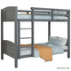 KINGSTON SLUMBER Single Bunk Bed Frame, Solid Pine 2-in-1 Modular Design Convert to 2 Single Beds, Grey - Mekamart Australia
