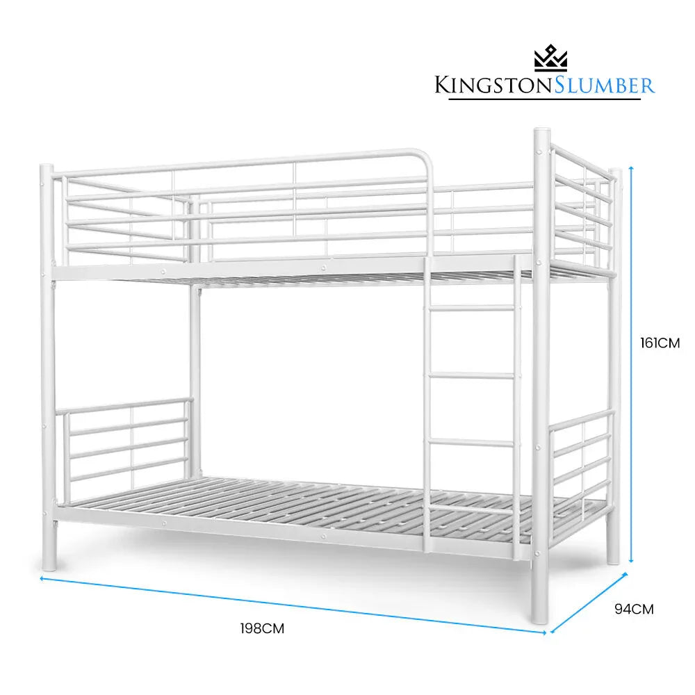 KINGSTON SLUMBER 2in1 Single Metal Bunk Bed Frame, with Modular Design, Matte White - Mekamart Australia