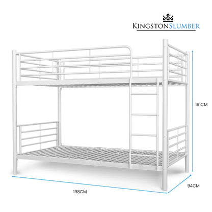 KINGSTON SLUMBER 2in1 Single Metal Bunk Bed Frame, with Modular Design, Matte White - Mekamart Australia