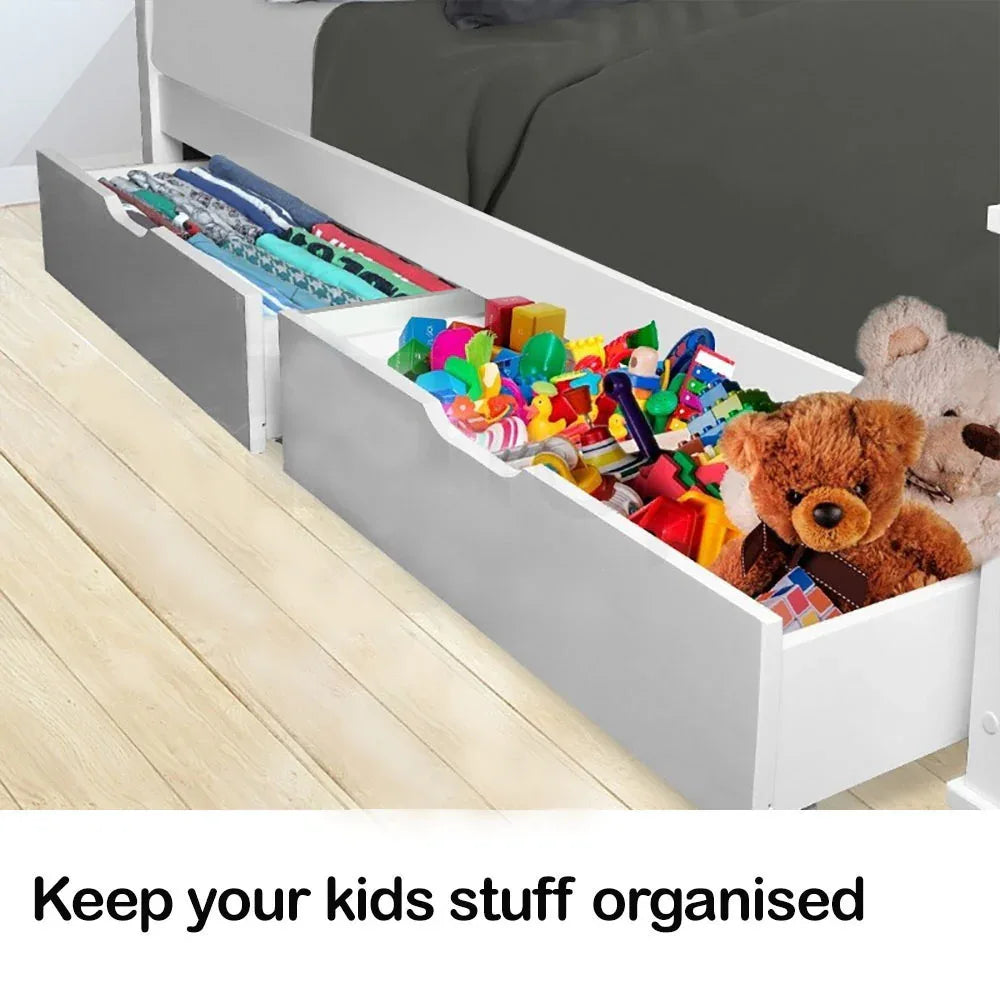 Kingston Slumber Trundle Under Bed Storage Drawers, 2 Pieces, White - Mekamart Australia