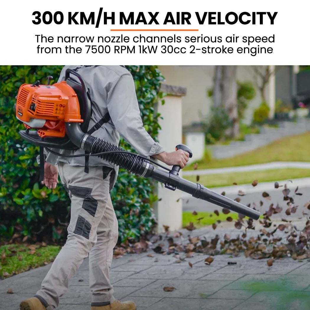 MTM 30CC Backpack Petrol Leaf Blower 2 Stroke Commercial Garden Yard Outdoor - Mekamart Australia