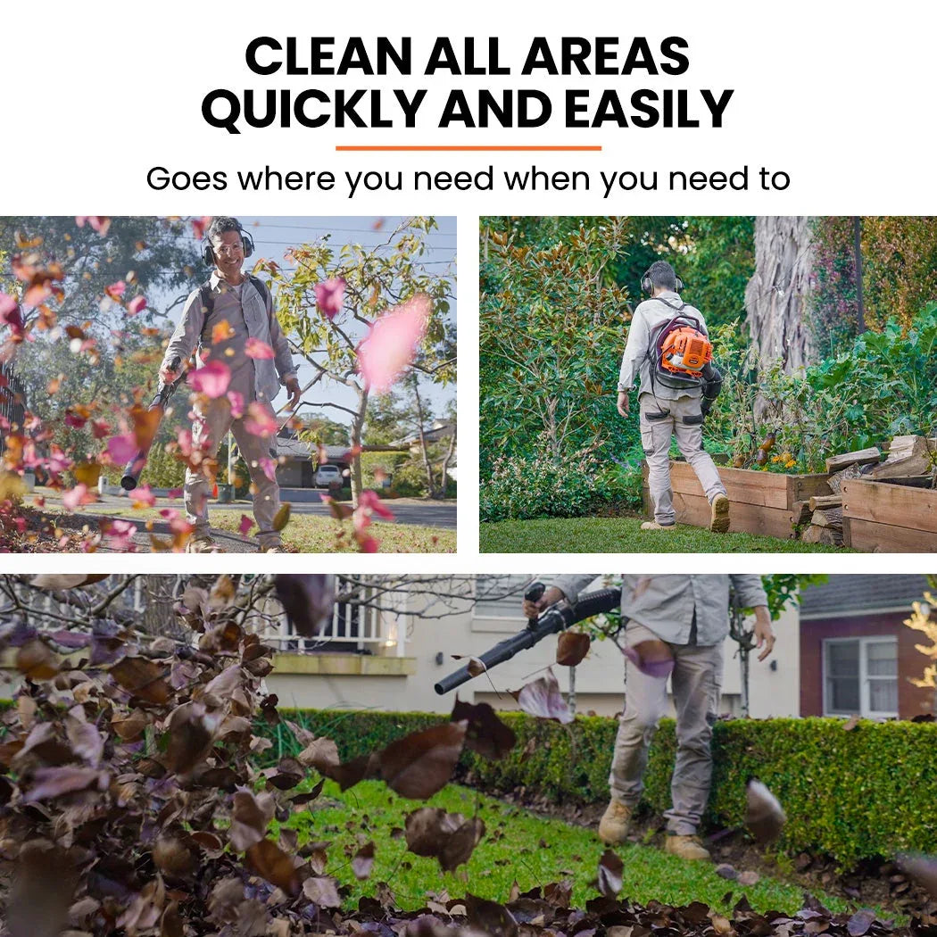 MTM 30CC Backpack Petrol Leaf Blower 2 Stroke Commercial Garden Yard Outdoor - Mekamart Australia