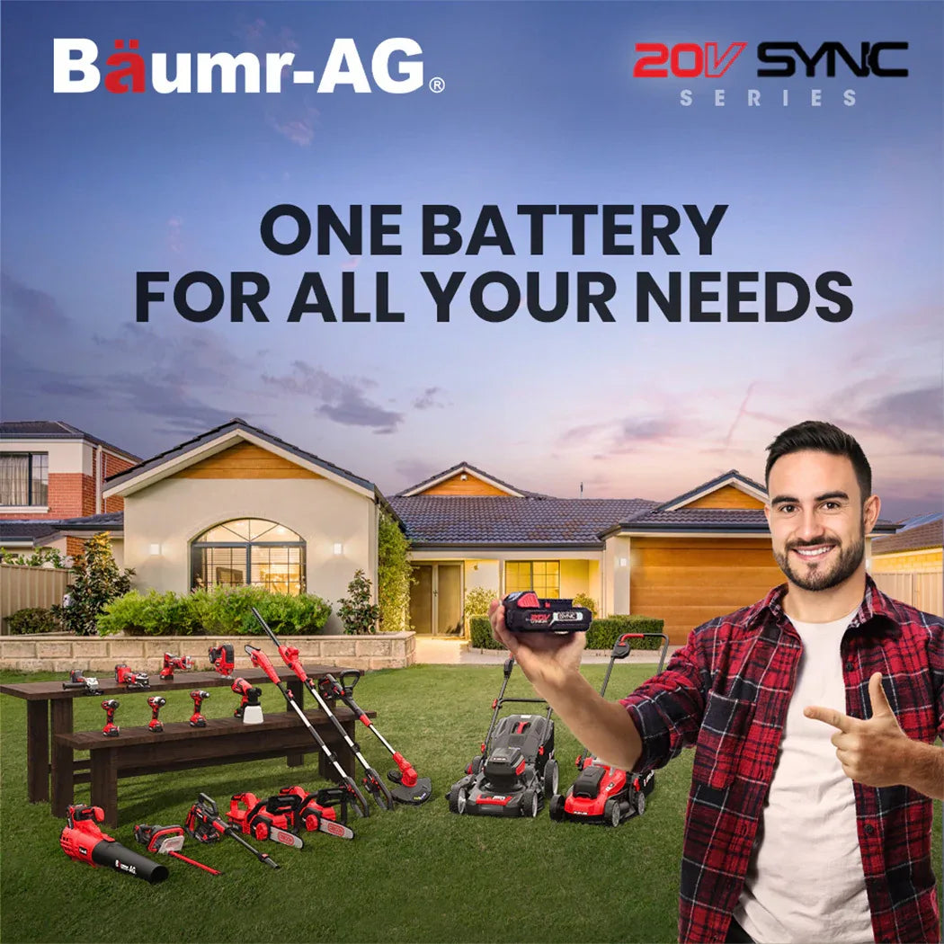 BAUMR-AG 20V Cordless Line Trimmer Electric Whipper Snipper & Leaf Blower Combo Kit Battery Charger - Mekamart Australia