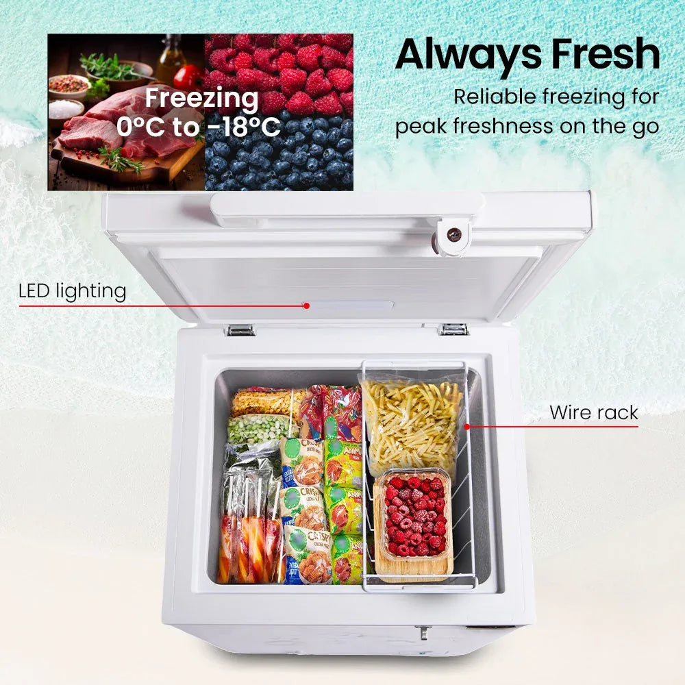 GECKO 100L Portable Chest Freezer, 12V/24V/240V for Motorhome and Caravan, White - Mekamart Australia
