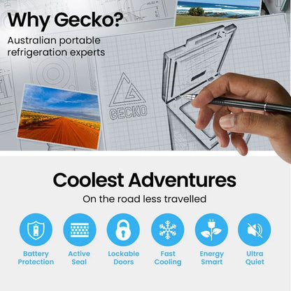 GECKO 100L Portable Chest Freezer, 12V/24V/240V for Motorhome and Caravan, White - Mekamart Australia