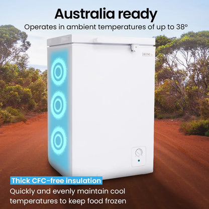 GECKO 100L Portable Chest Freezer, 12V/24V/240V for Motorhome and Caravan, White - Mekamart Australia