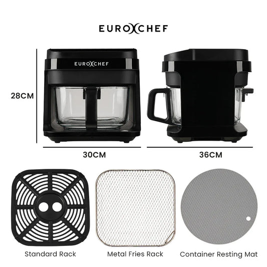 EUROCHEF 6.5L Air Fryer, Electric Digital Airfryer with Glass Container, Black - Mekamart Australia