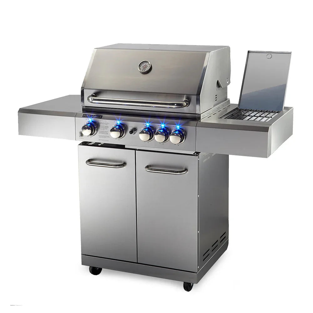EuroGrille 5 Burner Outdoor BBQ Grill Barbeque Gas Stainless Steel Kitchen Commercial - Mekamart Australia