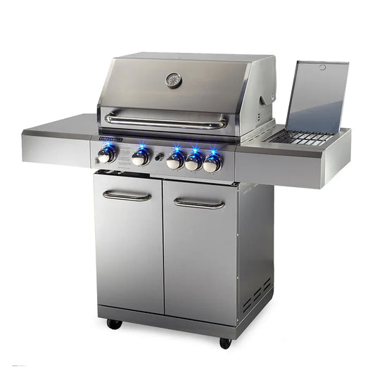 EuroGrille 5 Burner Outdoor BBQ Grill Barbeque Gas Stainless Steel Kitchen Commercial - Mekamart Australia